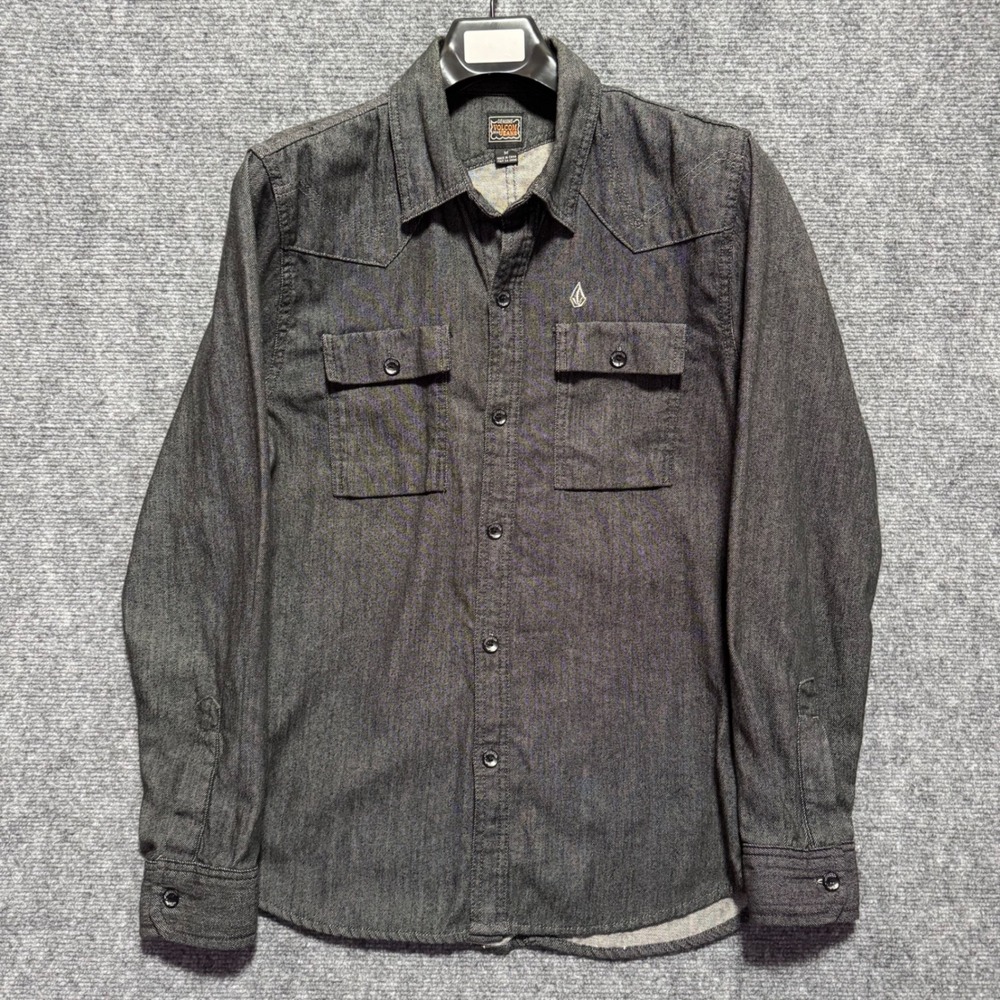 Volcom Havens Shirt Western Chambray‎ Mens Medium Long Sleeve Button Up Shirt